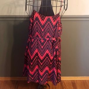 Red and navy swing dress